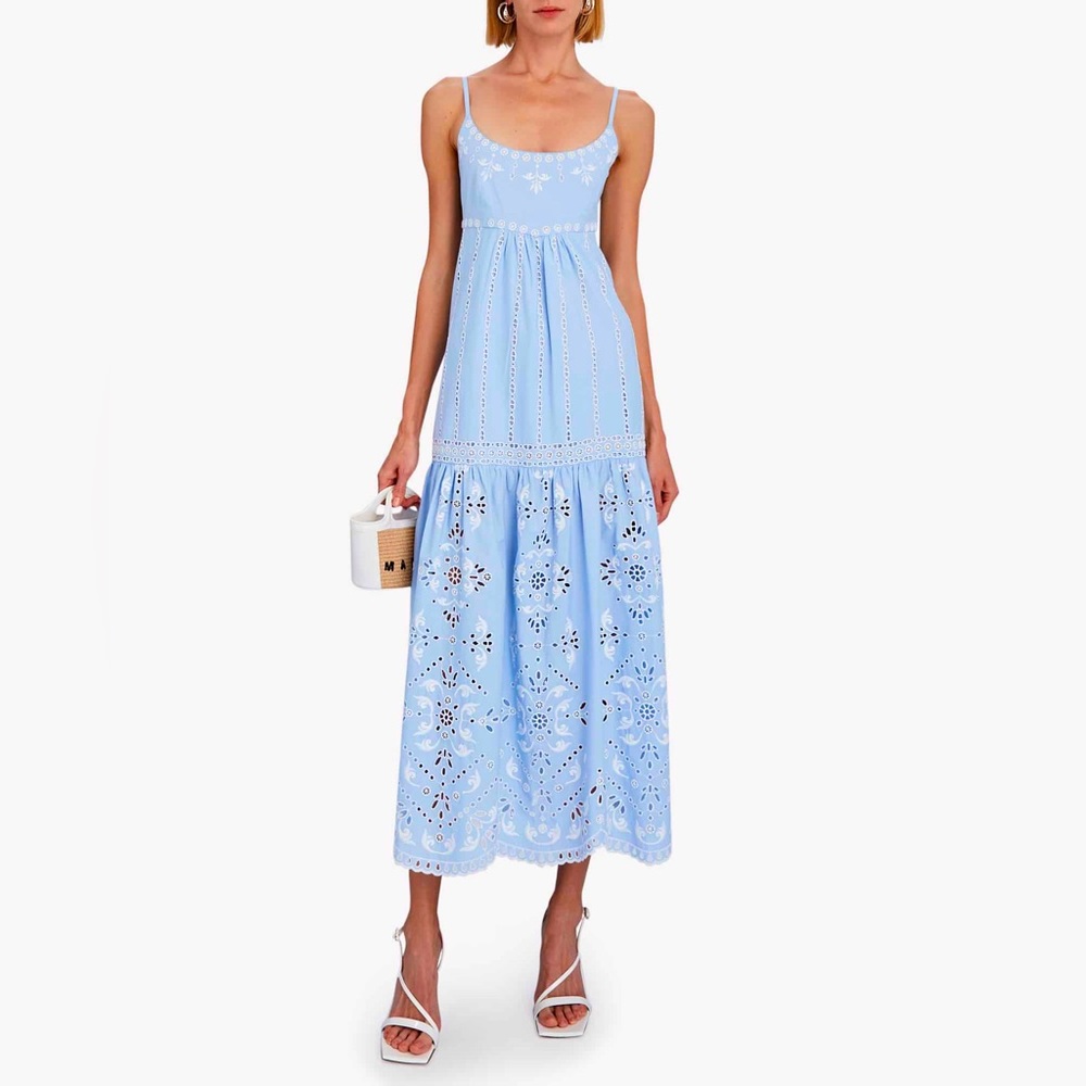 INTERMIX Light Blue Eyelet Maxi Dress